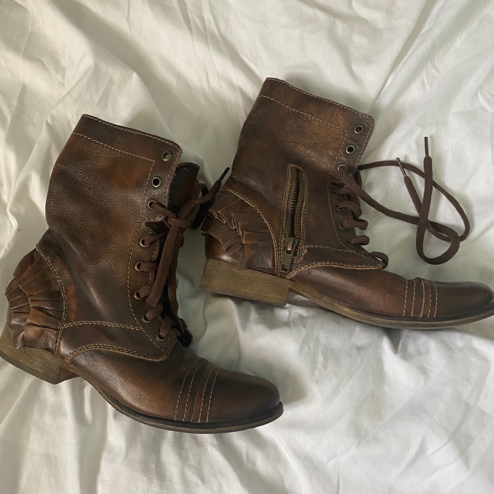 Betsey Johnson Brown Combat Boots
